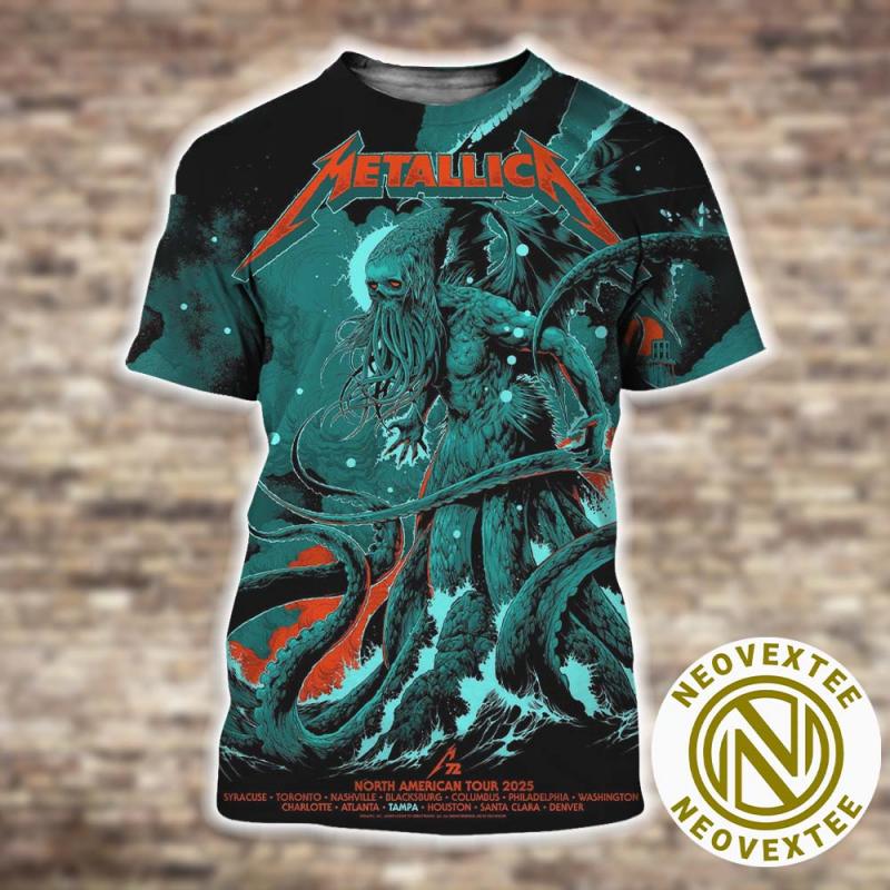 Metallica Tampa Florida Pop-Up Shop Poster M72 Tampa North American Tour 2025 At Raymond James Stadium On June 6 And 8 All Over Print Shirt