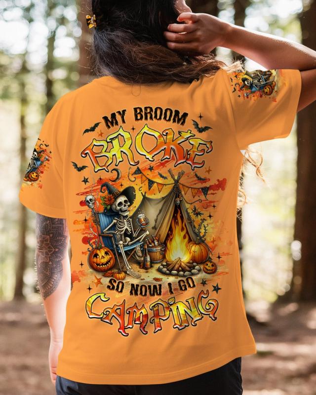 MY BROOM BROKE SO NOW HALLOWEEN CAMPING ALL OVER PRINT TShirt